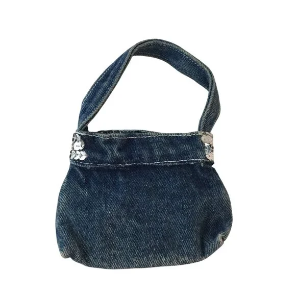 Build A Bear Clothes Pink Floral Shirt & Denim Skirt Sandals Sequin Purse Hanger - Picture 7 of 9